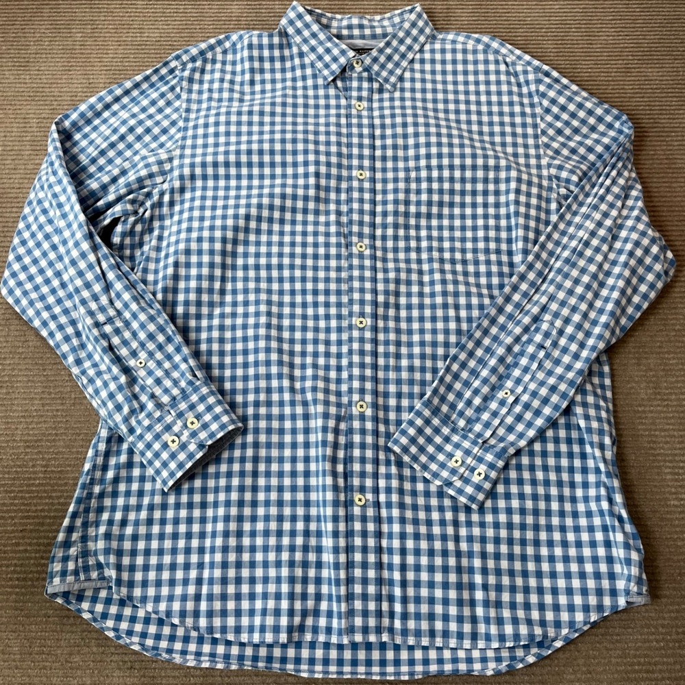 Banana Republic Soft-Wash Gingham Shirt Mens Sz XL Blue White Check Button Down
